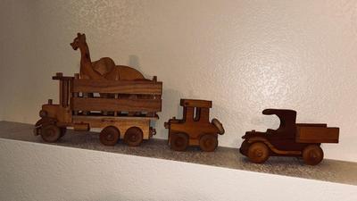 HANDMADE TOY TRUCKS AND ANIMALS