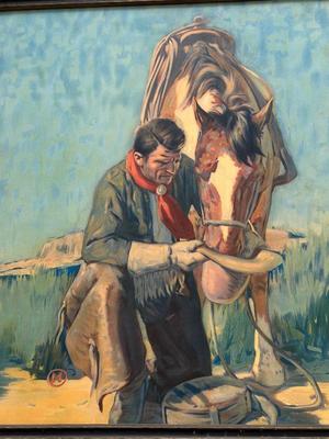 1924 "THE LAST DROP FROM HIS STETSON" BY ARTIST LON MEGARGEE