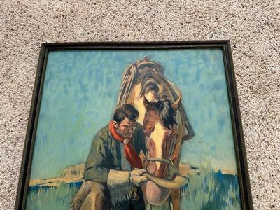 1924 "THE LAST DROP FROM HIS STETSON" BY ARTIST LON MEGARGEE