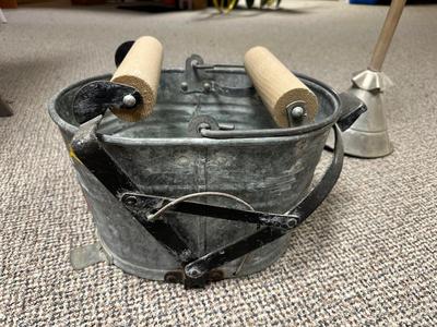 RAPID WASHER & GALVANIZED STEEL MOP BUCKET WITH WOODEN ROLLER WRINGER