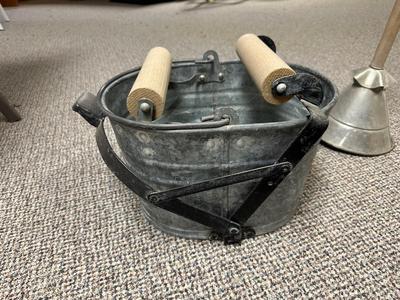 RAPID WASHER & GALVANIZED STEEL MOP BUCKET WITH WOODEN ROLLER WRINGER
