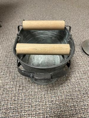 RAPID WASHER & GALVANIZED STEEL MOP BUCKET WITH WOODEN ROLLER WRINGER