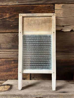 GLASS WASHBOARD, SHAVING LATHER BRUSH, SOAP & HOLDER PLUS ROUND MIRROR