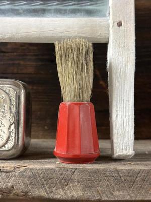 GLASS WASHBOARD, SHAVING LATHER BRUSH, SOAP & HOLDER PLUS ROUND MIRROR