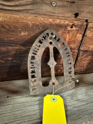 BROWN BRASS WASHBOARD, OLD CLOTHESPINS AND CLOTHES IRON