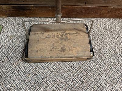 LATIMER FUEL CO DUSTPAN AND AN ANTIQUE PUSH VACUUM
