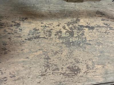 LATIMER FUEL CO DUSTPAN AND AN ANTIQUE PUSH VACUUM