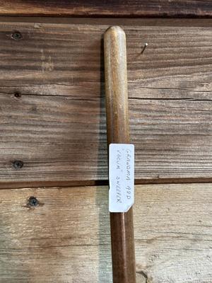 LATIMER FUEL CO DUSTPAN AND AN ANTIQUE PUSH VACUUM