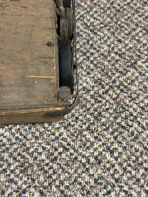 LATIMER FUEL CO DUSTPAN AND AN ANTIQUE PUSH VACUUM
