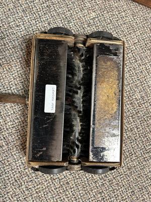 LATIMER FUEL CO DUSTPAN AND AN ANTIQUE PUSH VACUUM