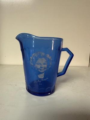 CHILD'S METAL TOY IRONING BOARD, PEANUT BUTTER TIN AND SHIRLEY TEMPLE GLASS CUP