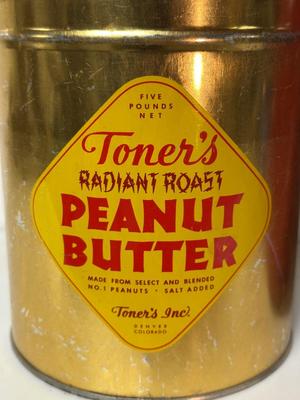 CHILD'S METAL TOY IRONING BOARD, PEANUT BUTTER TIN AND SHIRLEY TEMPLE GLASS CUP