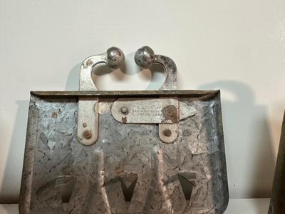 VINTAGE METAL CALF WEANER AND 2 COW BELLS