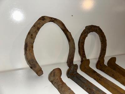 RAILROAD SPIKES AND OLD HORSE SHOES