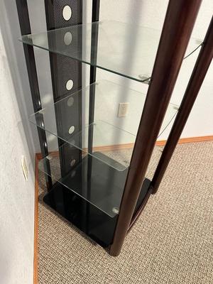 GLASS SHELVED NARROW MEDIA STAND
