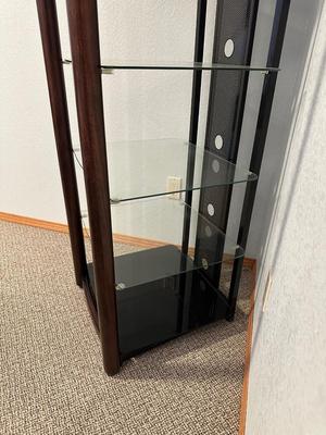 GLASS SHELVED NARROW MEDIA STAND