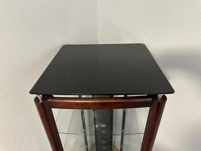 GLASS SHELVED NARROW MEDIA STAND