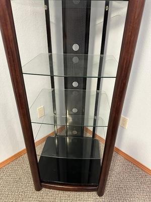 GLASS SHELVED NARROW MEDIA STAND