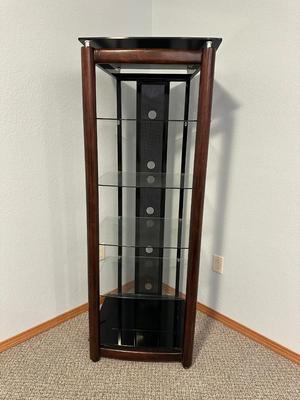 GLASS SHELVED NARROW MEDIA STAND