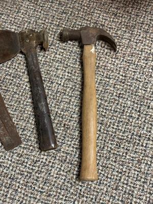 VARIOUS HAMMERS, AXE AND WEDGE