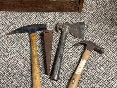 VARIOUS HAMMERS, AXE AND WEDGE