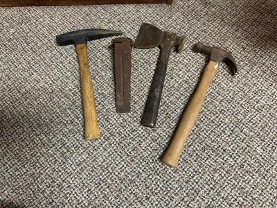 VARIOUS HAMMERS, AXE AND WEDGE