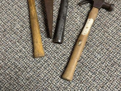 VARIOUS HAMMERS, AXE AND WEDGE