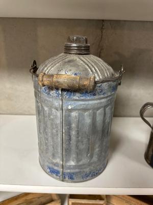 MAYTAG MULTI MOTOR OIL FUEL MIXING CAN AND AN OLD GAS CAN