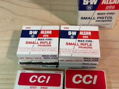 SMALL & LARGE PISTOL PRIMERS PLUS SMALL RIFLE PRIMERS