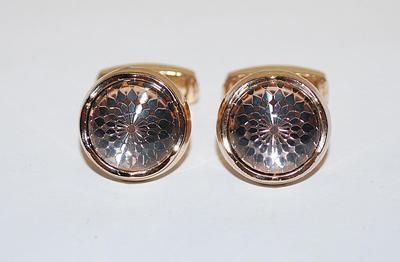 NEW CUFFLINKS SET with "Circle of Dots & Spades" and Gold Tone Surround on a Gold Tone Setting