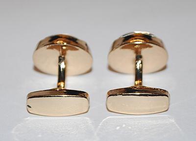 NEW CUFFLINKS SET with "Circle of Dots & Spades" and Gold Tone Surround on a Gold Tone Setting