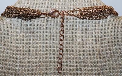 Showy "CLEOPATRA" CHOKER NECKLACE with White Tube-Style & "Rose Gold" Tone Cube + Prism Beads with a Dark Gold...