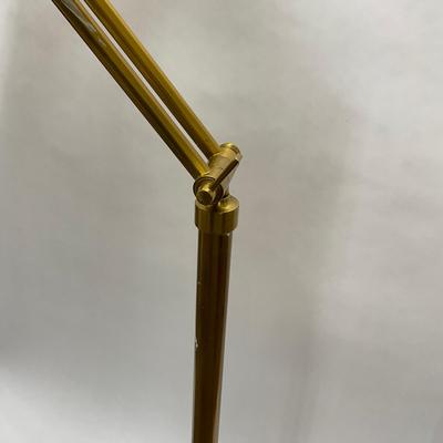 543 Brass Floor Lamp With Adjustable Arm With Silk Shade