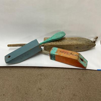545 Three Antique Wooden Buoys