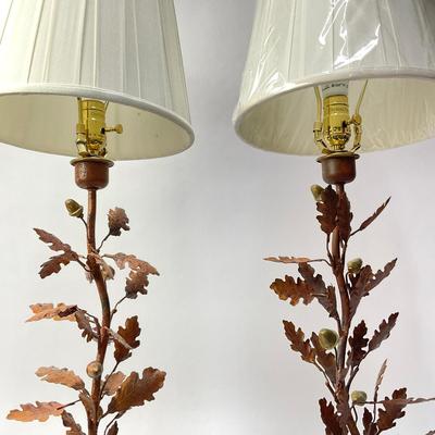 550 Pair Of Metal Leaf Lamps