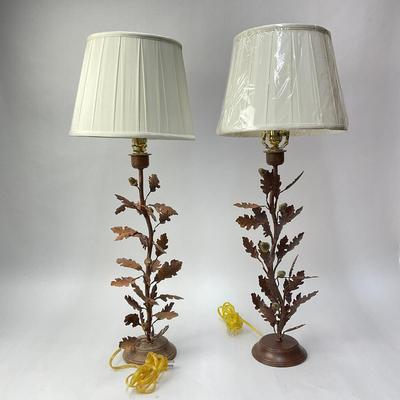 550 Pair Of Metal Leaf Lamps