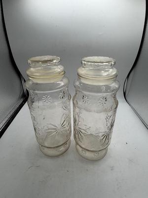 2 clear glass storage containers