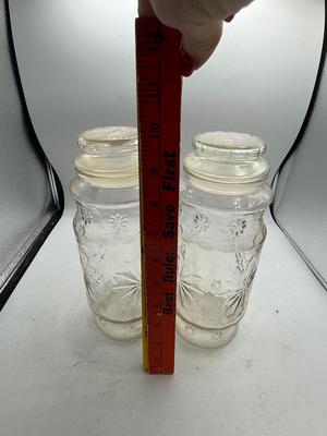 2 clear glass storage containers