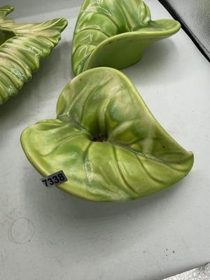 MCM Royal Haeger green leaf ceramic dishes