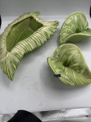 MCM Royal Haeger green leaf ceramic dishes