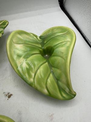 MCM Royal Haeger green leaf ceramic dishes