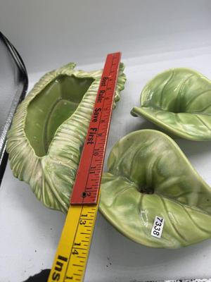 MCM Royal Haeger green leaf ceramic dishes