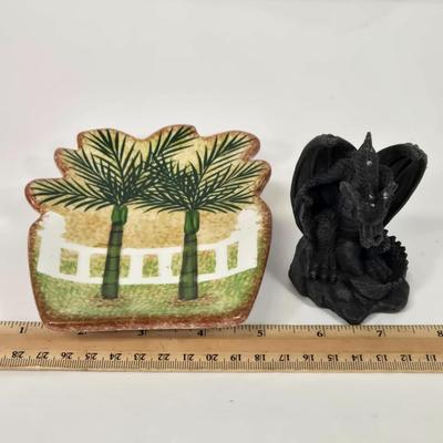 LOT 9: Vintage Bamboo Decorative Plate Featuring a Painted Tiger, Dragon Print, Mongolian Wooden Abacus with Painted Wooden Balls, Wooden...