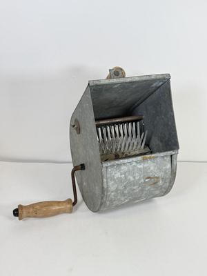 LOT 45: Vintage Red Metal Bottle Capper w Wood Base & Stucco Patch gunHopper Machine / Tool