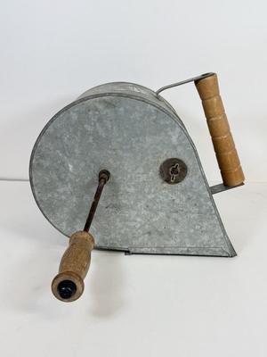 LOT 45: Vintage Red Metal Bottle Capper w Wood Base & Stucco Patch gunHopper Machine / Tool