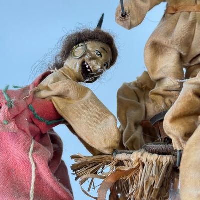 LOT 47: Early/Mid-20th Century Folk Art Noise Maker/Puppet- Hand cranked Automation Toy