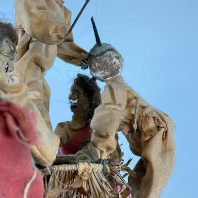 LOT 47: Early/Mid-20th Century Folk Art Noise Maker/Puppet- Hand cranked Automation Toy