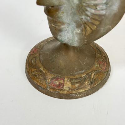 LOT 48: Large Etched Brass Horse made in India, Brass decorative Mask, Marble Flower Frog/Incence Holder & Shell Mosaic Mask Decor