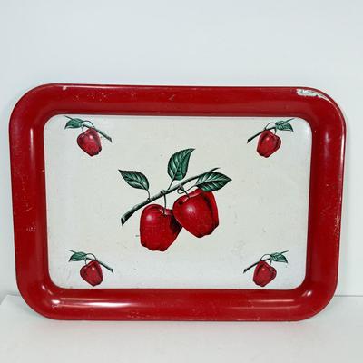 LOT 49: Farmhouse Kitchen Collection: Pottery Stoneware Canisters, Bird Bowl & Tin Apple Tray