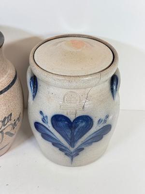 LOT 50: Stoneware Pottery Collection for Kitchen: Spice Jars, Rockdale & Rowe Pottery